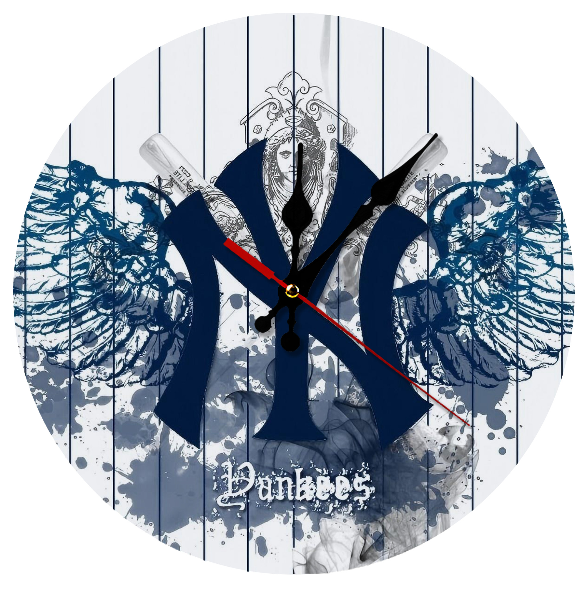 New York Yankees 353 Silent Round Wall Clock – Modern & Stylish DIY Design, Durable Wood Construction, Easy To Install – Perfect For Office, Bedroom, Living Room, And More